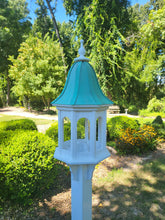 Load image into Gallery viewer, Bird Feeder Patina Copper Roof, Large, 8 Sided Octagon, Premium Feeding Tube, Roof Options
