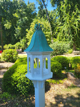 Load image into Gallery viewer, Bird Feeder Patina Copper Roof, Large, 8 Sided Octagon, Premium Feeding Tube, Roof Options
