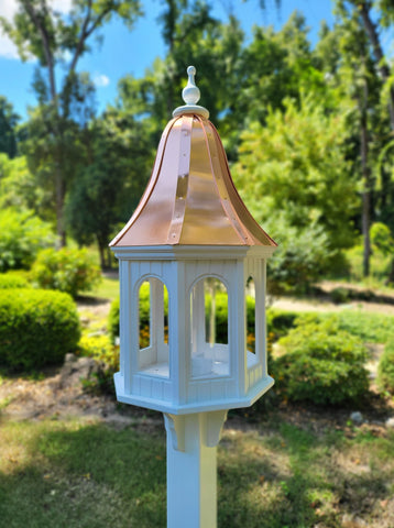 Bird Feeder X-Large With Copper Roof, Octagon Design, Premium Feeding Tube