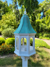 Load image into Gallery viewer, X-Large Bird Feeder With Patina Copper Roof, Octagon Design, Premium Feeding Tube
