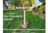 Bird House Planter - Bird Feeder Planter - Clay - Set of Planter & Post - Choose Planter Colors to Match Your House/Feeder