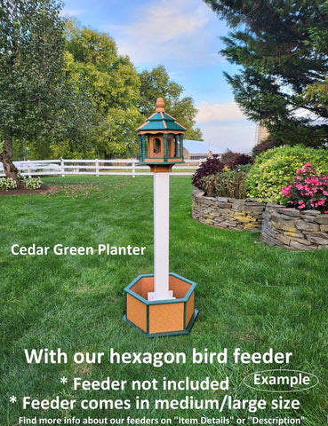 Planter Set For Bird Feeder and Birdhouse - Cedar - Set of Planter & Post - Choose Planter Colors to Match Your House/Feeder