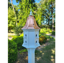 Load image into Gallery viewer, Bird House With Bell Copper Roof Handmade, Octagon Shape, Extra Large With 8 Nesting Compartments, Weather Resistant Birdhouses
