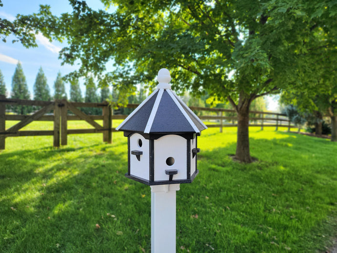 X-Large Bird House - 6 Nesting Compartments - Amish Handmade - Weather Resistant - Made of Poly Lumber - Birdhouse Outdoor