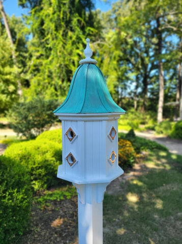 Bell Patina Copper Roof Bird House, 8 Nesting Compartments, Extra Large Weather Resistant Birdhouse