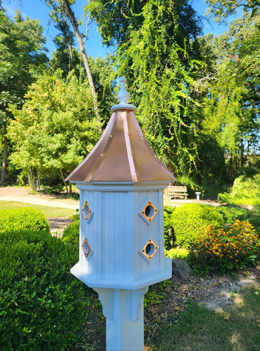 Birdhouse With Copper Roof Handmade, Octagon Shape, Extra Large With 8 Nesting Compartments, Weather Resistant Birdhouse Outdoor