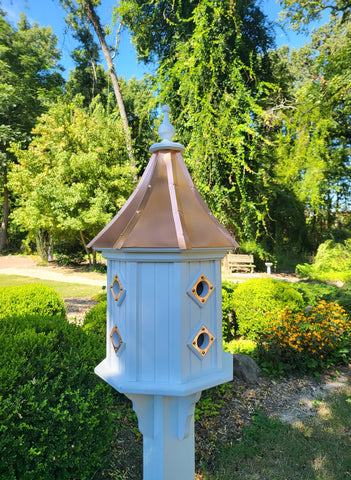 Extra Large Octagon Shape Birdhouse With Copper Roof, Amish Handmade, 8 Nesting Compartments, Outdoor Birdhouse, Weather Resistant