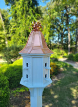 Load image into Gallery viewer, Bell Copper Roof Bird House With Curly Copper Design, 8 Nesting Compartments, Extra Large Weather Resistant Birdhouse
