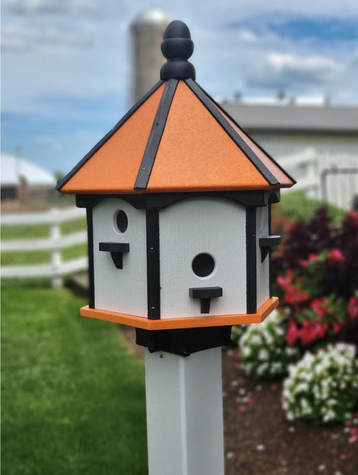 Holiday Colorful 6 Nesting Compartments Birdhouse, Amish Made, Weather Resistant Birdhouse Outdoor