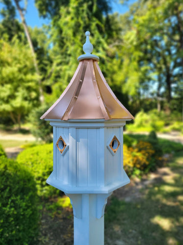 Copper Roof Birdhouse Handmade, Octagon Shape, Extra Large With 4 Nesting Compartments, Predator Guards