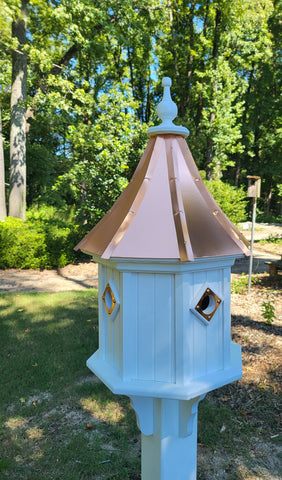 Copper Roof Birdhouse Handmade, Octagon Shape, Extra Large With 4 Nesting Compartments, Predator Guards