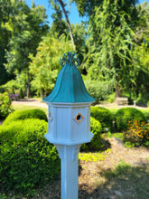 Load image into Gallery viewer, Curly Copper Bell Copper Roof Bird House , 4 Nesting Compartments, Extra Large Weather Resistant Birdhouse
