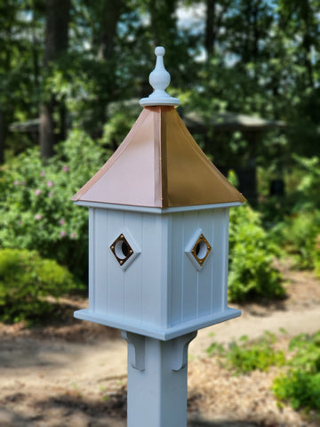 Birdhouse Copper Roof Handmade Vinyl Large With 4 Nesting Compartments Weather Resistant, Copper Top Birdhouse Outdoor