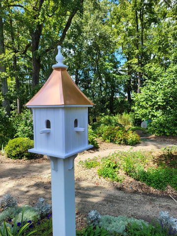 4 Nesting Compartments Birdhouse Copper Roof Amish Handmade, Weather Resistant, Copper Top Birdhouse