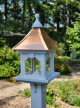 Load image into Gallery viewer, Square Copper Roof Bird Feeder, Weather-Resistant, Amish Handmade, Large Capacity Feed Tray, Bird Lovers
