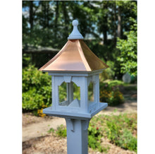 Load image into Gallery viewer, Square Copper Roof Bird Feeder, Weather-Resistant, Amish Handmade, Large Capacity Feed Tray, Bird Lovers
