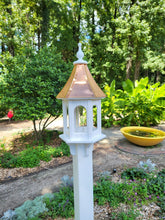 Load image into Gallery viewer, Copper Roof Bird Feeder - Free Shipping - Handmade - Large Hexagon - Vinyl PVC Gazebo Bird Feeder Weather Resistant
