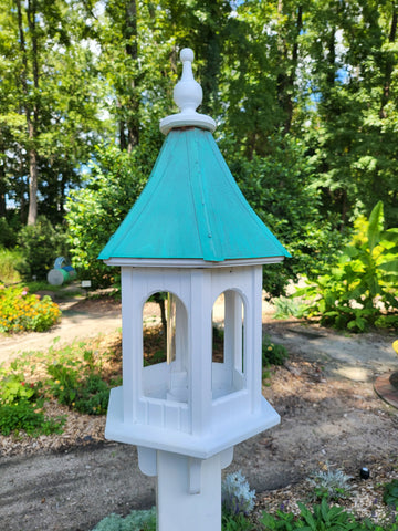 Patina Copper Roof Bird Feeder Handmade Large Vinyl PVC Gazebo Bird Feeder Weather Resistant