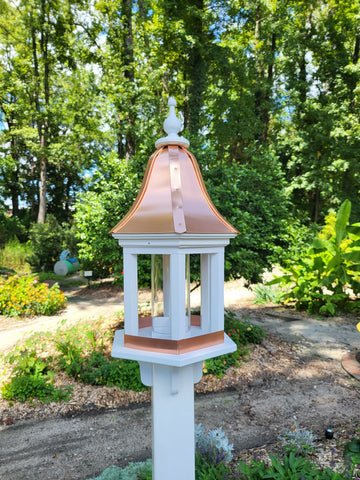 Copper Roof Bird Feeder Large, 6 Sided, Bell Shaped Roof, Premium Feeding Tube