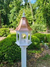 Load image into Gallery viewer, Copper Roof Bird Feeder Large, 6 Sided, Bell Shaped Roof, Premium Feeding Tube
