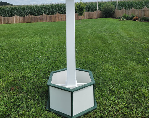 Planter Kit For Birdhouses and Bird Feeders - White - Set of Planter & Post - Choose Planter Colors to Match Your House/Feeder