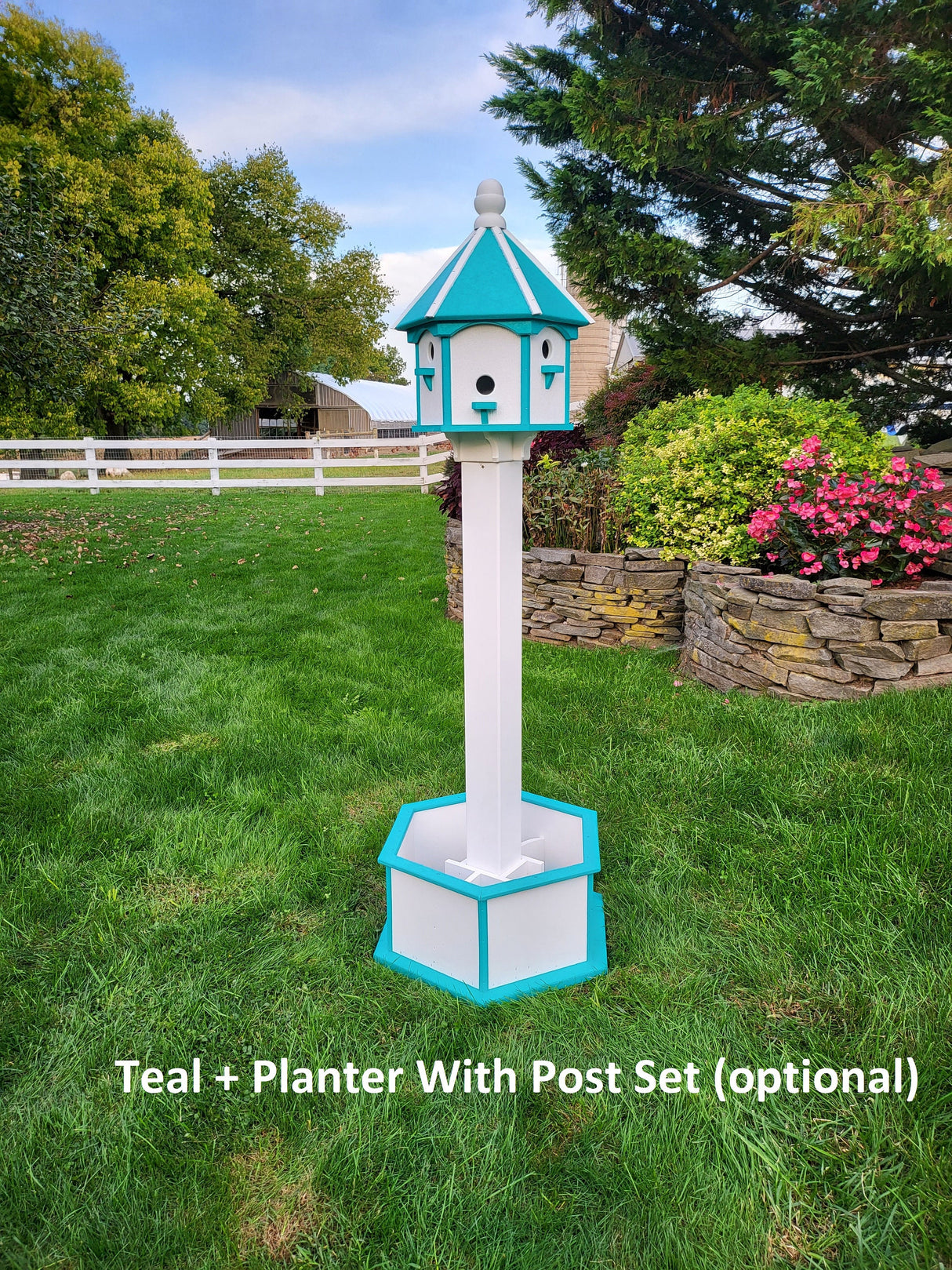 Amish Made Gazebo Birdhouse in Multiple Colors, Large 6 Holes Poly Lumber With 6 Nesting Compartments