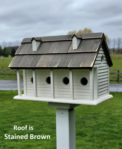 White Purple Martin - Bird House - Amish Handmade Primitive Design - Bird Lovers - 6 Nesting Compartments - Birdhouse outdoor