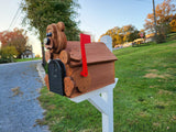 Bear Mailbox  Amish Handmade, Wooden With Metal Box Insert USPS Approved - Made With Yellow Pine Rougher Head - Unique Mailboxes