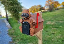 Load image into Gallery viewer, Raccoon Mailbox Amish Handmade, Wooden With metal Box Insert USPS Approved - Made With Yellow Pine Rougher Head
