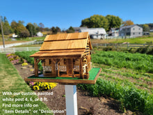 Load image into Gallery viewer, Western Bird Feeder Amish Handmade Large, Cedar Roof, Yellow Pine and White Stones
