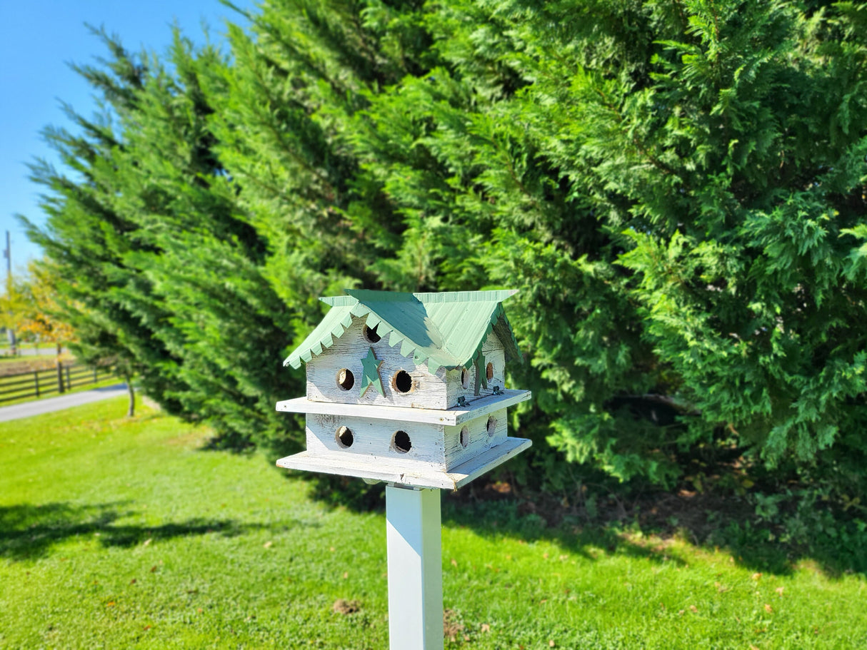 Martin Birdhouse - Amish Handmade Primitive Design - 10 Nesting Compartments -  Birdhouse outdoor - Purple Martin