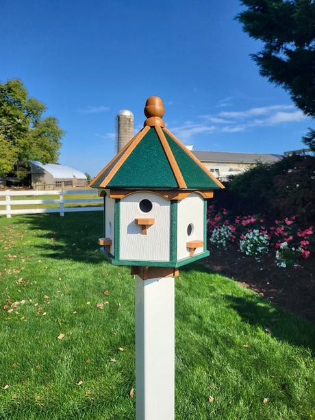 Amish Made Gazebo Birdhouse in Multiple Colors, Large 6 Holes Poly Lumber With 6 Nesting Compartments