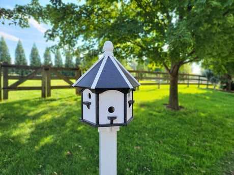 Amish Made Gazebo Birdhouse in Multiple Colors, Large 6 Holes Poly Lumber With 6 Nesting Compartments