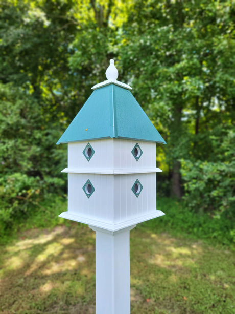 Birdhouse Handmade Choose Roof Color X-Large 2 Story 8 Nesting Compartments Vinyl PVC Bird House With Metal Predator Guards.