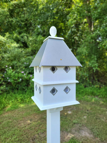 Birdhouse Handmade Choose Roof Color Vinyl PVC Bird house With 8 Nesting Compartments and Metal Predator Guards, Weather Resistant