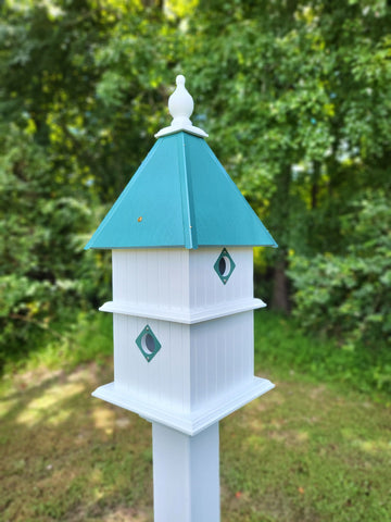 Bird House - 4 Nesting Compartments - 2 story - Handmade - Metal Predator Guards - Weather Resistant - Birdhouses Outdoor