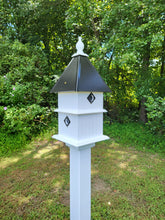 Load image into Gallery viewer, Birdhouse Handmade Vinyl PVC 2 Story With 4 Nesting Compartment, Metal Predator Guards, Choose Your Roof Color, Weather Resistant
