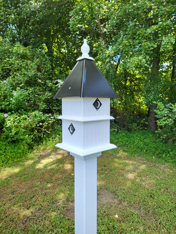 Birdhouse Handmade Vinyl PVC 2 Story With 4 Nesting Compartment, Metal Predator Guards, Choose Your Roof Color, Weather Resistant