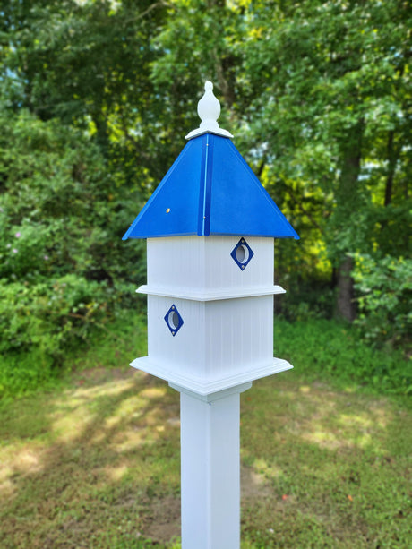 Bird House - 4 Nesting Compartments - 2 story - Handmade - Metal Predator Guards - Weather Resistant - Birdhouse Outdoor