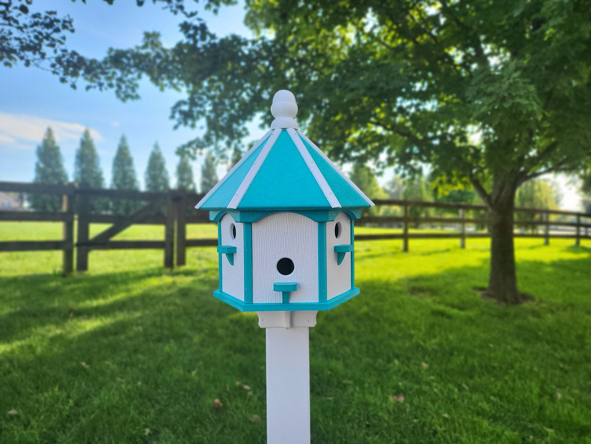 Holiday Colorful 6 Nesting Compartments Birdhouse, Amish Made, Weather Resistant Birdhouse Outdoor