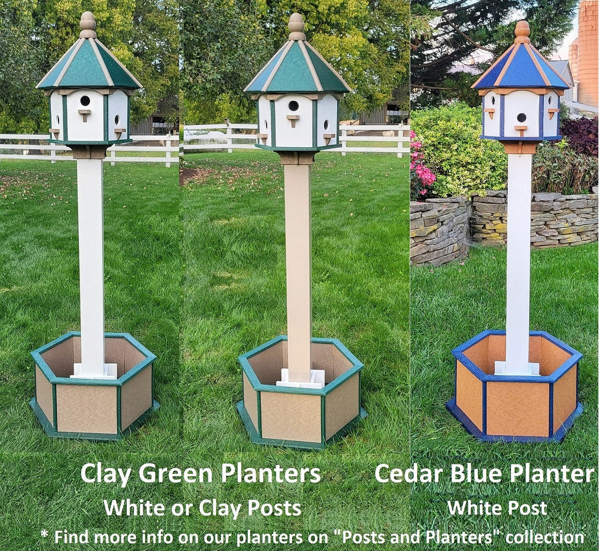 Gazebo Birdhouse, Amish Handmade, Poly, With 6 Nesting Compartments - Birdhouse Outdoor Decor