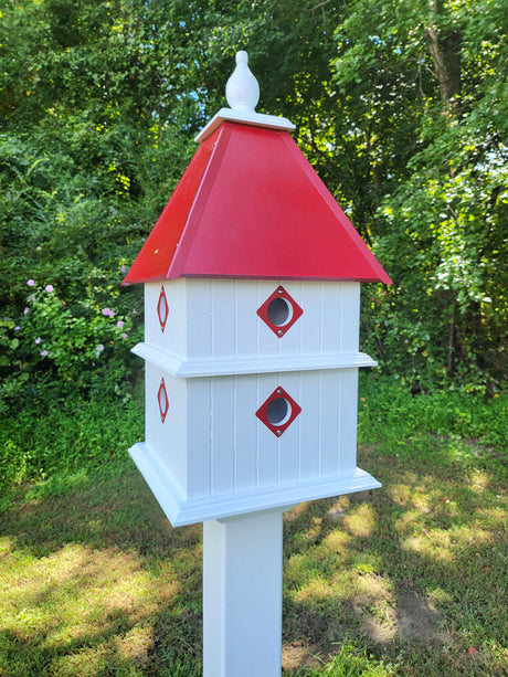 Birdhouse Handmade Choose Roof Color X-Large 2 Story 8 Nesting Compartments Vinyl PVC Bird House With Metal Predator Guards.