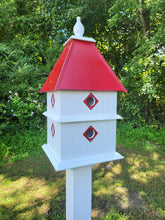 Load image into Gallery viewer, Birdhouse Handmade Choose Roof Color X-Large 2 Story 8 Nesting Compartments Vinyl PVC Bird House With Metal Predator Guards.
