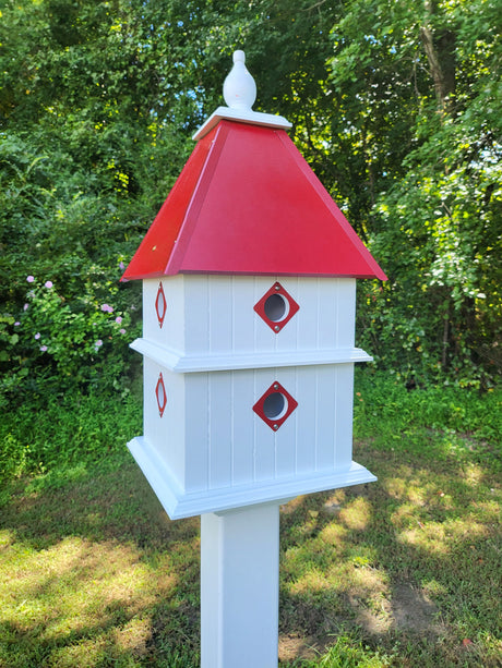 Bird House - 8 Nesting Compartments - Handmade - Large - Metal Predator Guards - Weather Resistant - Pole Not Included - Birdhouse Outdoor