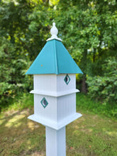 Load image into Gallery viewer, Birdhouse Handmade Vinyl PVC 2 Story With 4 Nesting Compartment, Metal Predator Guards, Choose Your Roof Color, Weather Resistant
