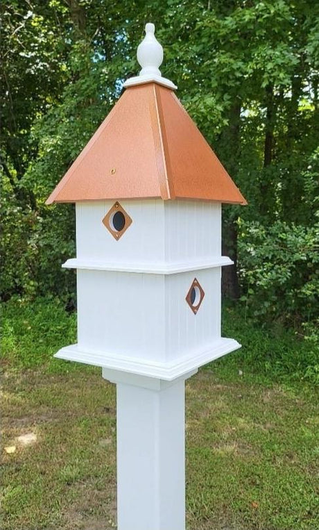 Bird House - 4 Nesting Compartments - 2 story - Handmade - Metal Predator Guards - Weather Resistant - Birdhouse Outdoor