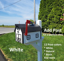 Load image into Gallery viewer, Barn Mailbox Amish Handmade, Dutch Barn Style, Free Shipping, Choose Your Color, Wooden Amish Mailbox With Red Flag Black Roof
