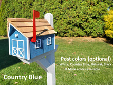 Load image into Gallery viewer, Amish Mailbox - Handmade - Free Shipping - Wooden - Tall Prominent Sturdy Flag - Cedar Shake Shingles - Amish Outdoor Mailbox Color Options
