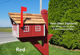 Amish Mailbox - Handmade - Free Shipping - Wooden - Tall Prominent Sturdy Flag - Cedar Shake Shingles - Amish Outdoor Mailbox Color Options