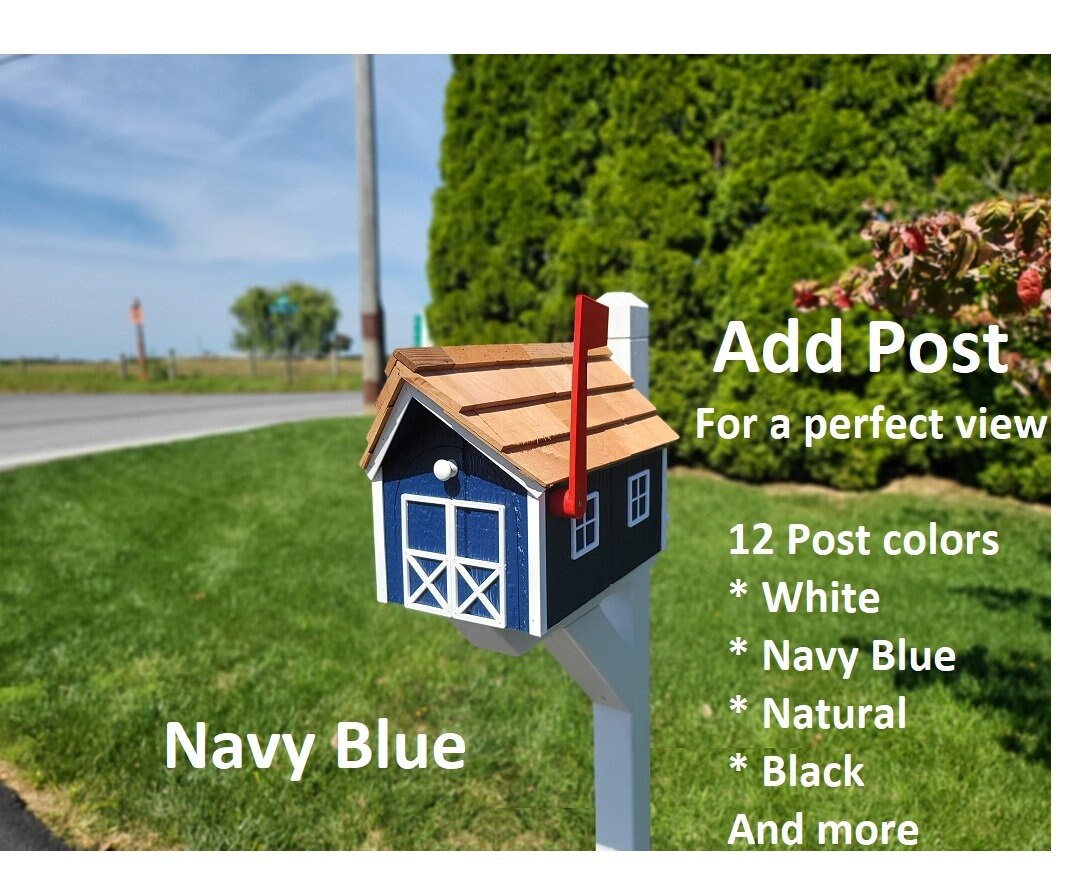 Amish Mailbox - Handmade - Barn Style - Wooden - Tall Prominent Sturdy Flag - With Cedar Shake Shingles Roof - Amish Outdoor Mailbox - Mailboxes